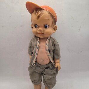 Effanbee Vintage Boy Doll 11in Plastic Vinyl Clothes Ink Marks Stained Early